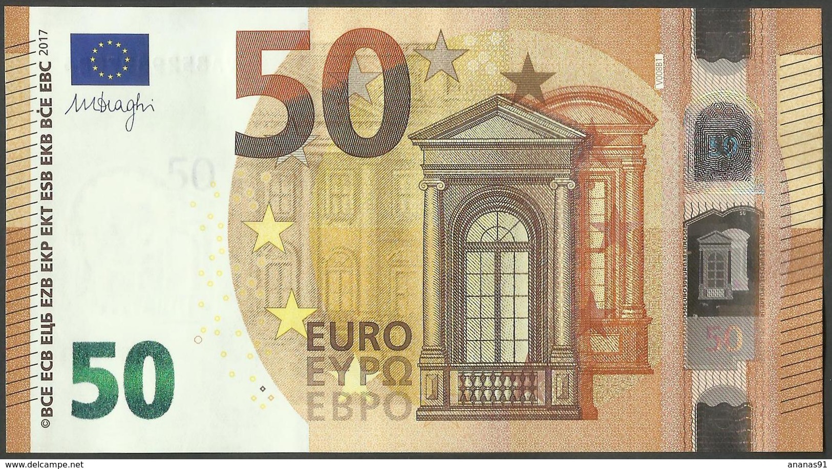 SPAIN - VA - V008 B1 -  UNC  - FDS - DRAGHI -  50 EURO - CODE  VA8529897053 - 50 Euro