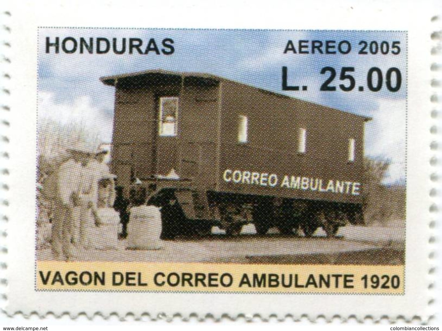 Lote H18, Honduras, 2005, Sello, Stamp, 3 V, Correo, Lindbergh, Wagon, Postal History, Car - Honduras