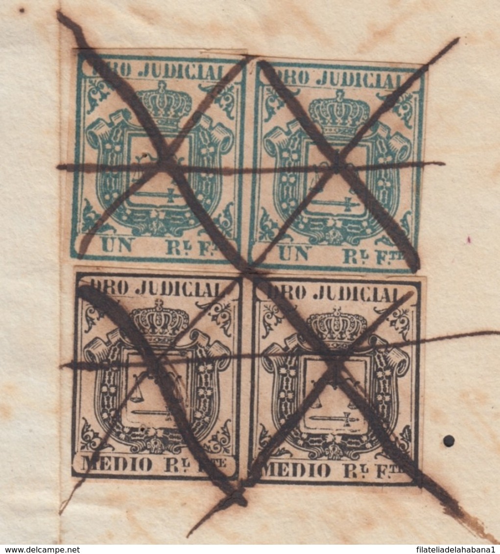 DER-112 CUBA (LG1513) SPAIN ANT. REVENUE DERECHO JUDICIAL 1857 COMPLETE DOC. - Timbres-taxe