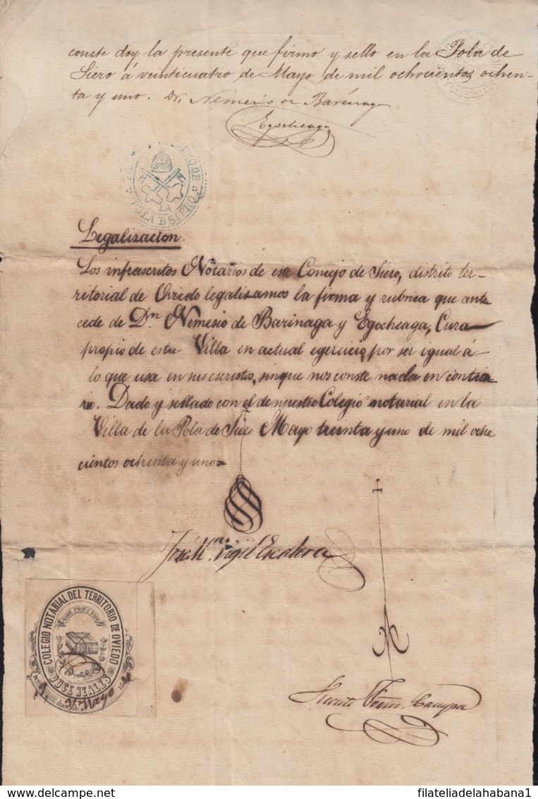 TMO-51 CUBA (LG1515) SPAIN ANT. REVENUE 1881 SEALLED PAPER + TIMBRE MOVIL 1886. - Timbres-taxe