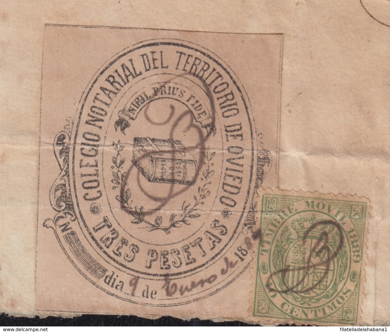 GIR-47 CUBA (LG1517) SPAIN ANT. REVENUE 1889 SEALLED PAPER + GIROS STAMPS. - Portomarken