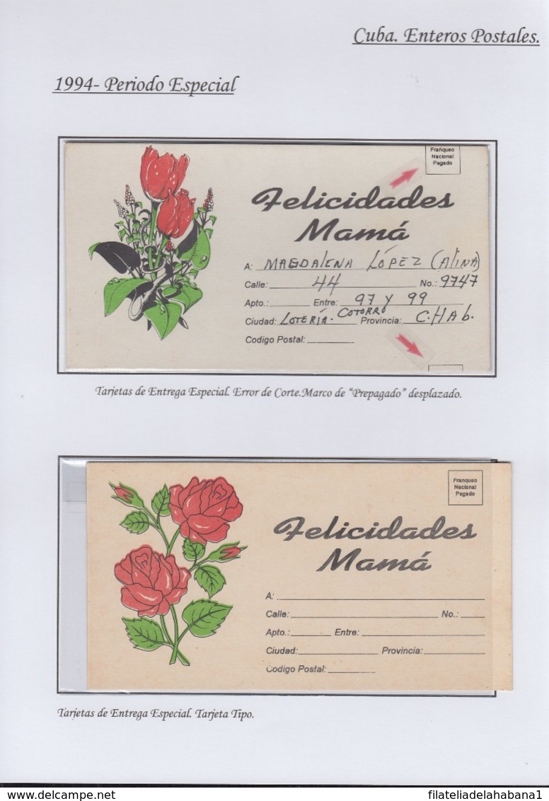 1994-EP-41 CUBA (LG1529) PERIODO ESPECIAL POSTAL STATIONERY COLLECTION ERROR MOTHER DAY 1994. - Covers & Documents