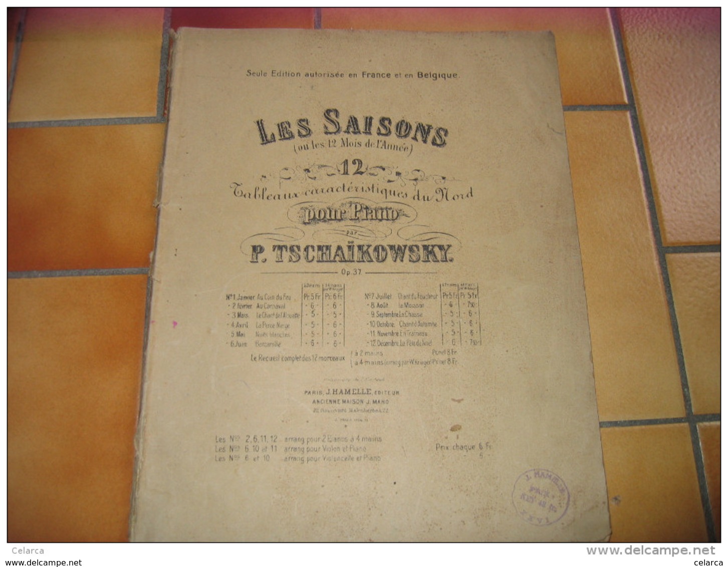 LES SAISONS 12 TABLEAUX CARACTERISTIQUES DU NORD POUR PIANO P.TSCHAIKOWSKY OP.37 - Other & Unclassified