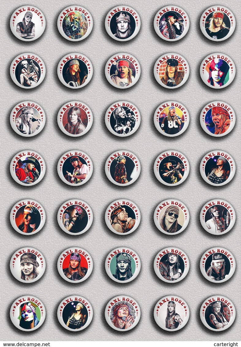 45 X Guns N' Roses BAND - Axl Rose Music Fan ART BADGE BUTTON PIN SET 3 (1inch/25mm Diameter) - Music