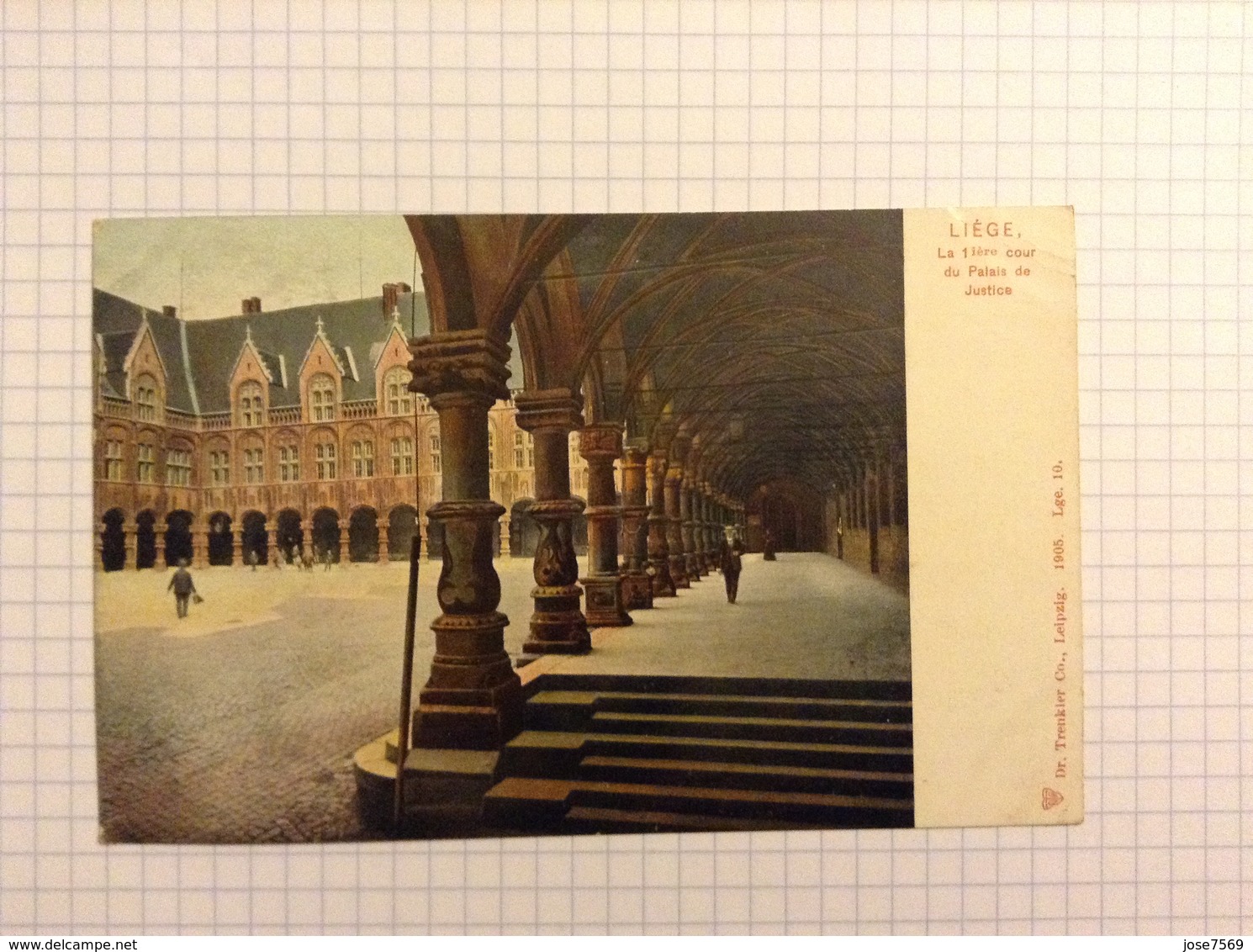 #postkaart, Liége La 1iere Cour Du Palais De Justice, Gelopen 1906, Zegel 1 Cent Nr. 53 - Luik