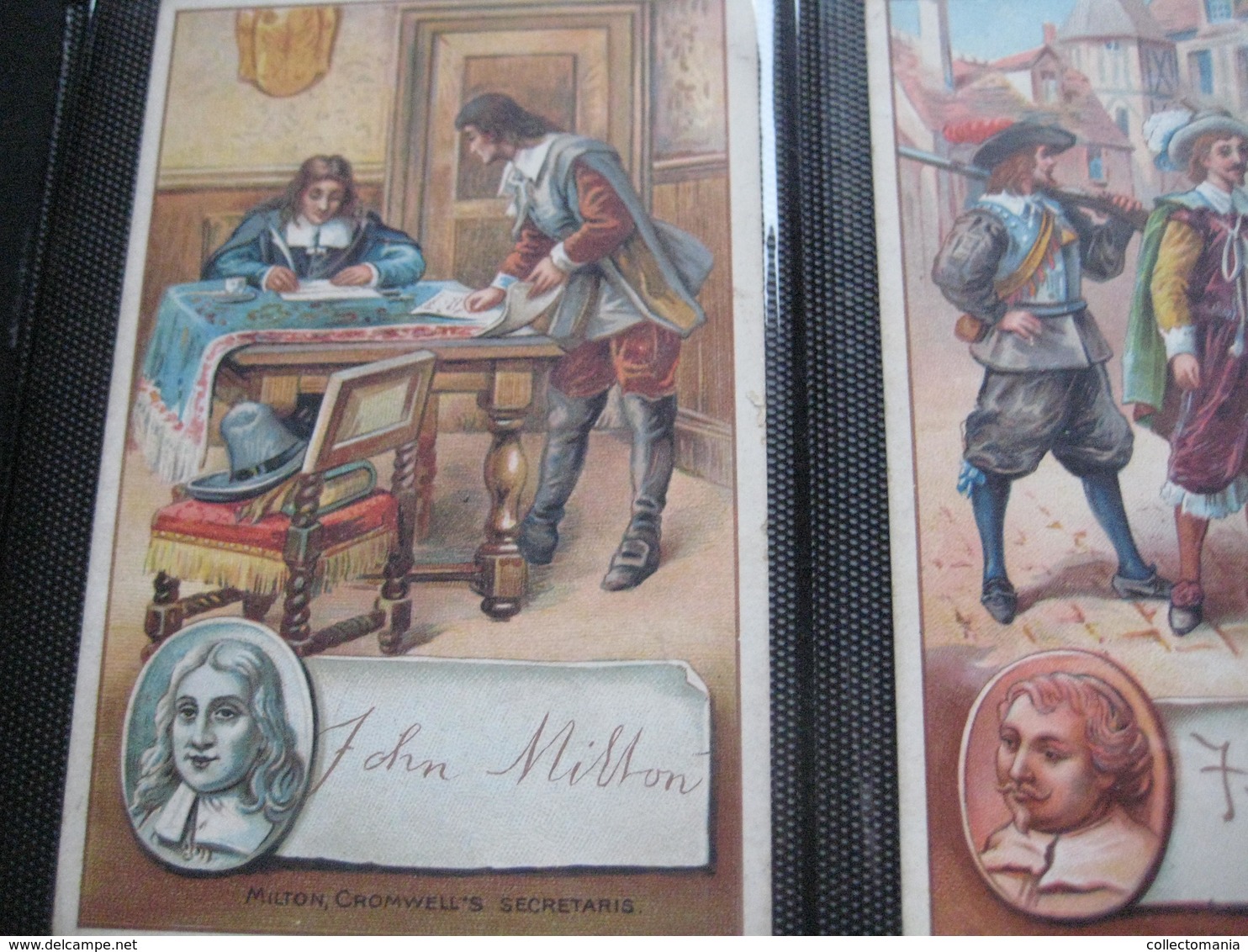 8 cards,  14cm X 9cm  advertising  c1890  CACAO COCOA BENSDORP chocolate, Famous WRITERS, literature VG