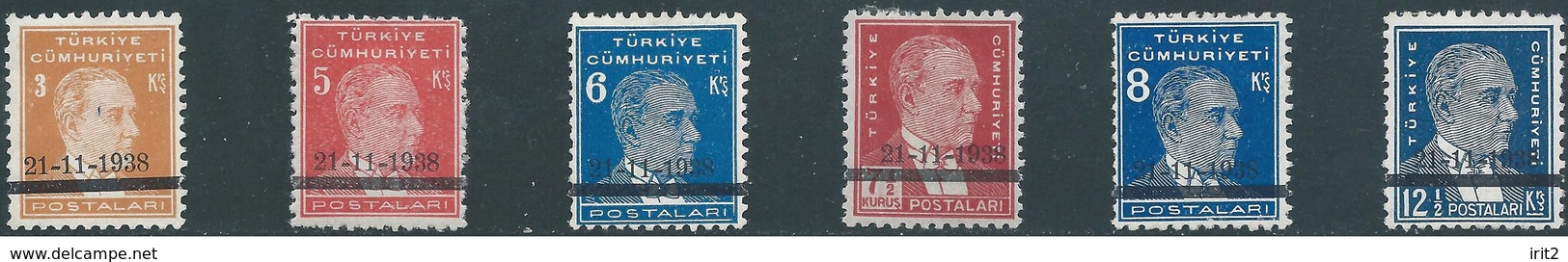 Turchia Turkey 1938 Death Of Kemal Ataturk,Mourning Issue The  Complete Series , Hinged - Ungebraucht