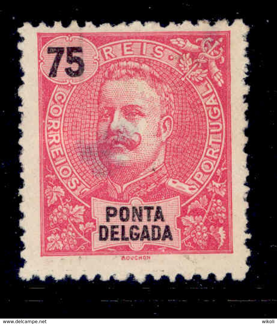 ! ! Ponta Delgada - 1897 D. Carlos 75 R - Af. 20 - No Gum - Ponta Delgada