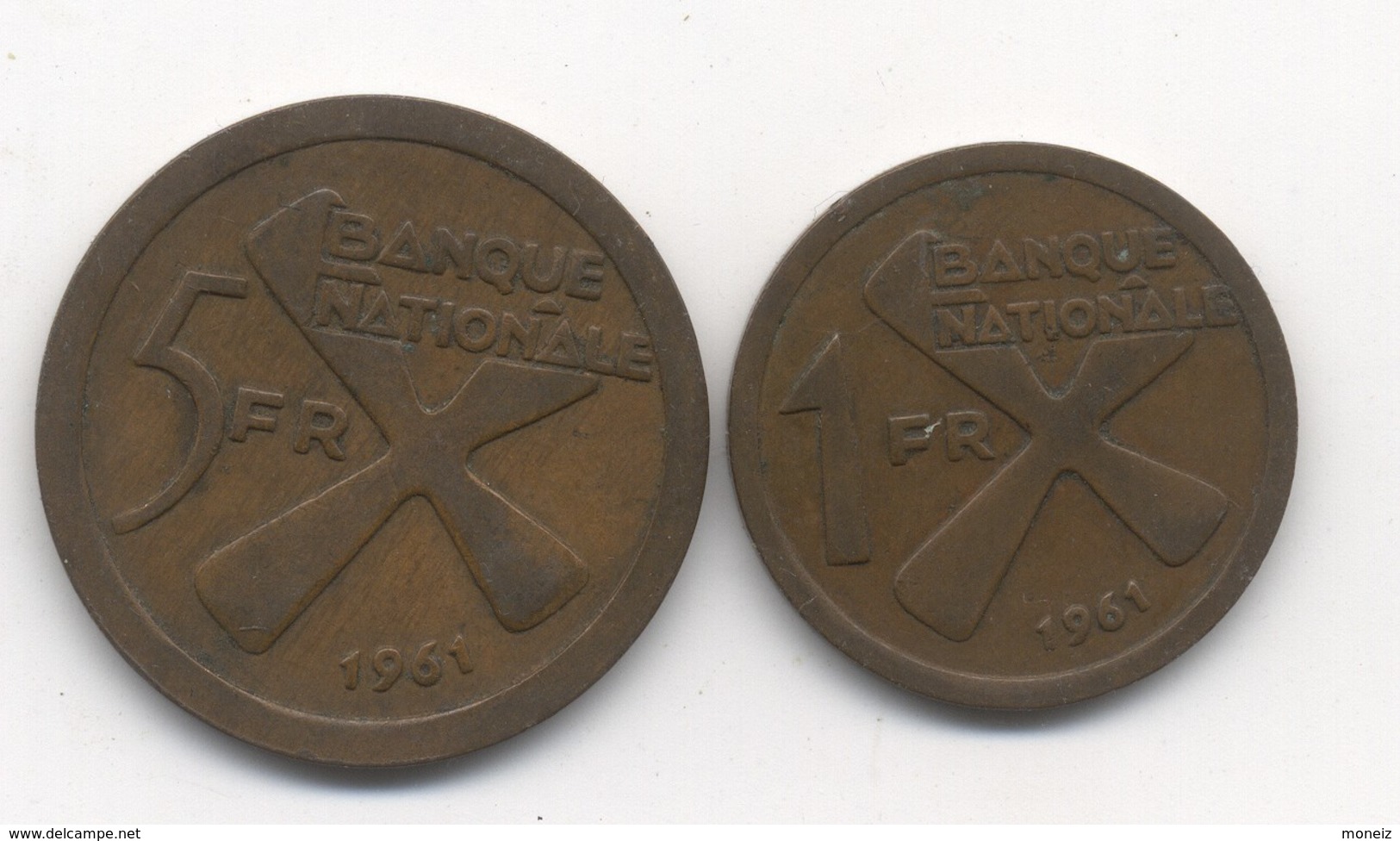 KATANGA 1 FRANC + 5 FRANCS 1961 - Katanga