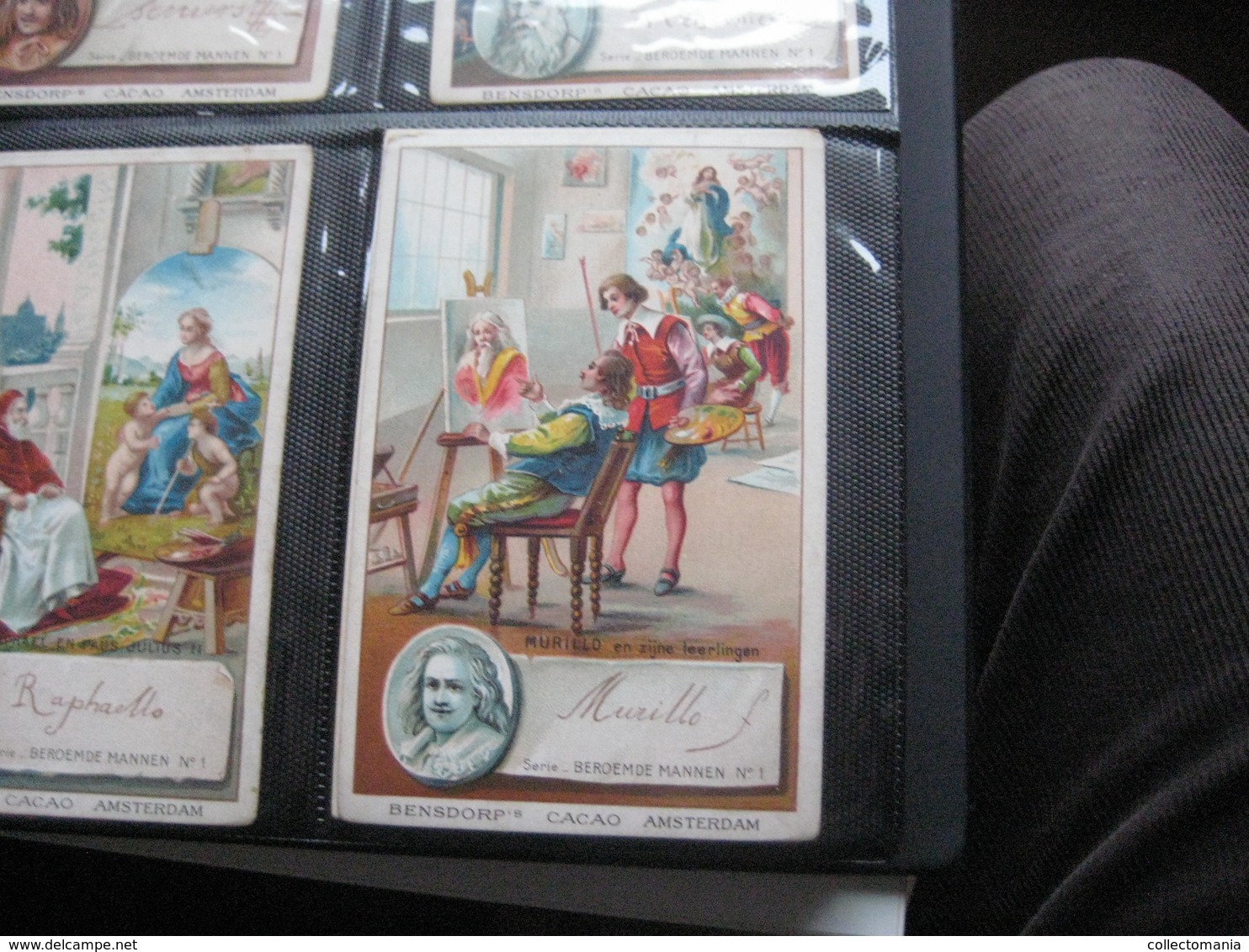 8 cards,  14cm X 9cm  advertising  c1890  CACAO COCOA BENSDORP chocolate, Famous WRITERS, literature VG