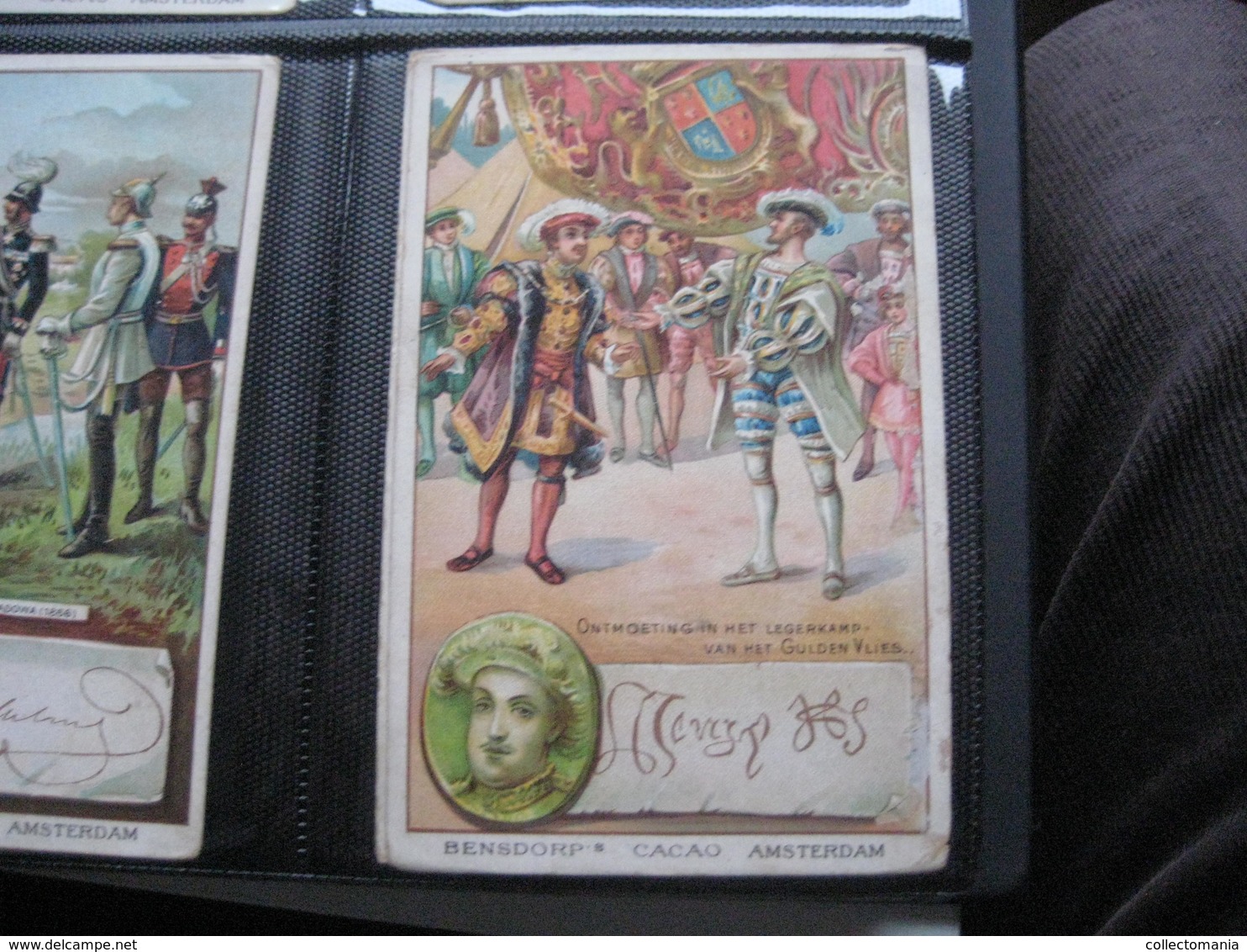 8 cards,  14cm X 9cm  advertising  c1890  CACAO COCOA BENSDORP chocolate, Famous WRITERS, literature VG