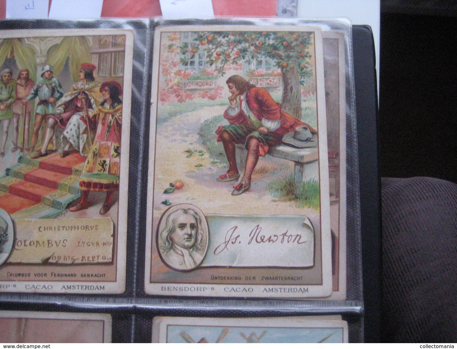 8 cards,  14cm X 9cm  advertising  c1890  CACAO COCOA BENSDORP chocolate, Famous WRITERS, literature VG