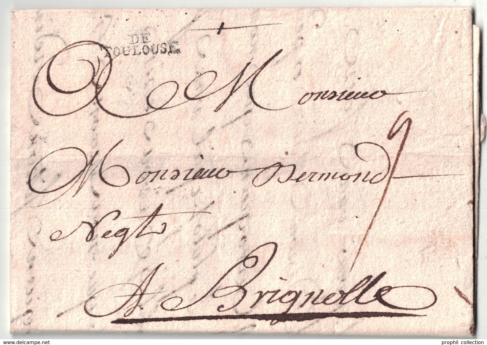 1749 - LETTRE LAC Avec MARQUE POSTALE MP " DE TOULOUSE " En PORT DU TAXE MANUSCRITE Pour BRIGNOLLES (VAR) - 1701-1800: Precursori XVIII