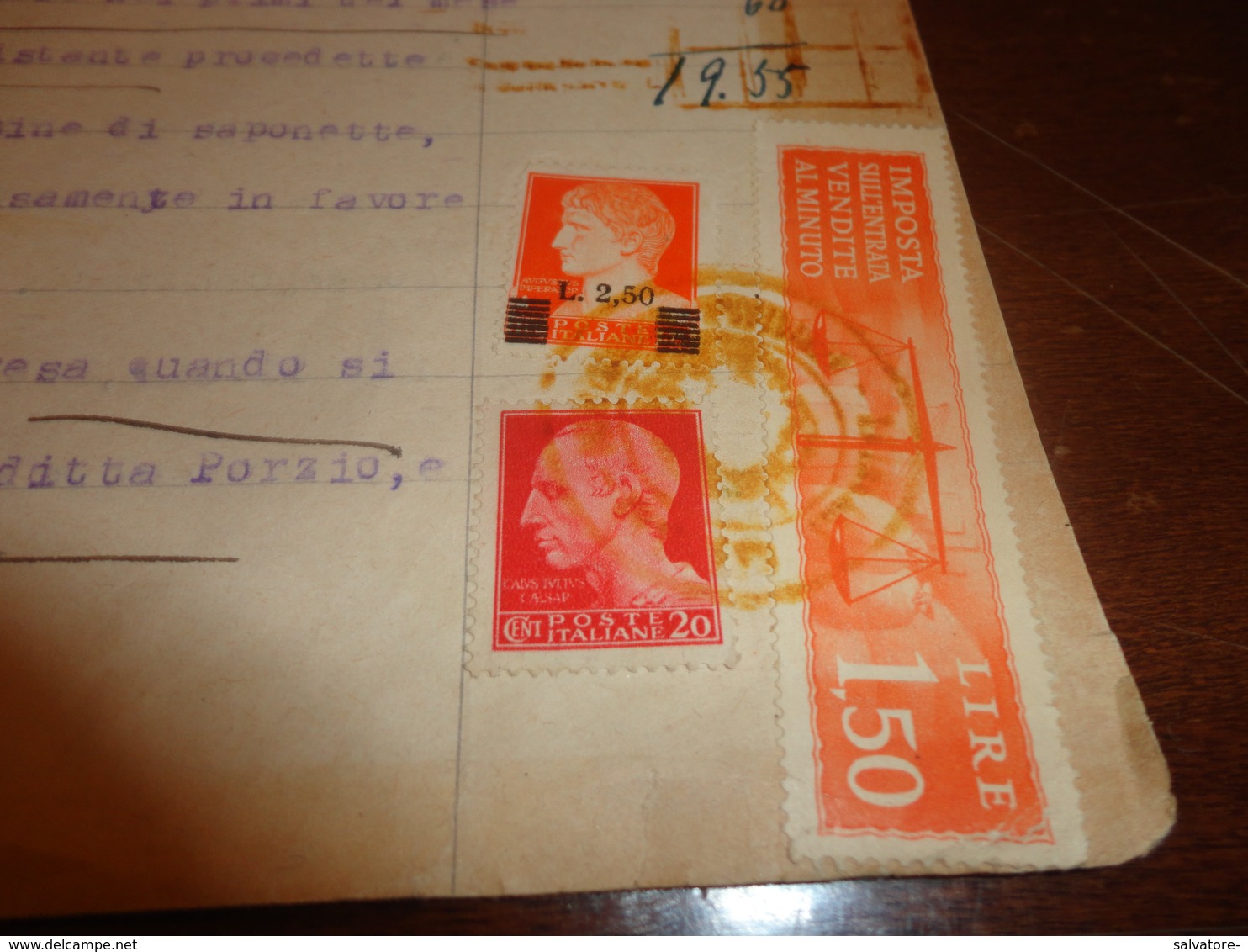 FRANCOBOLLI IN USO FISCALE  CON SOPRASTAMPA CON FASCI CANCELLATI SU DOCUMENTO + ALTRI - 1945 - Revenue Stamps