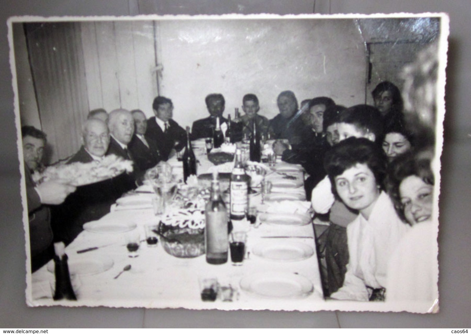 CENA/PRANZO FOTO DI GRUPPO MONASTERO BORMIDA ASTI VINTAGE FOTO B/N - Persone Anonimi