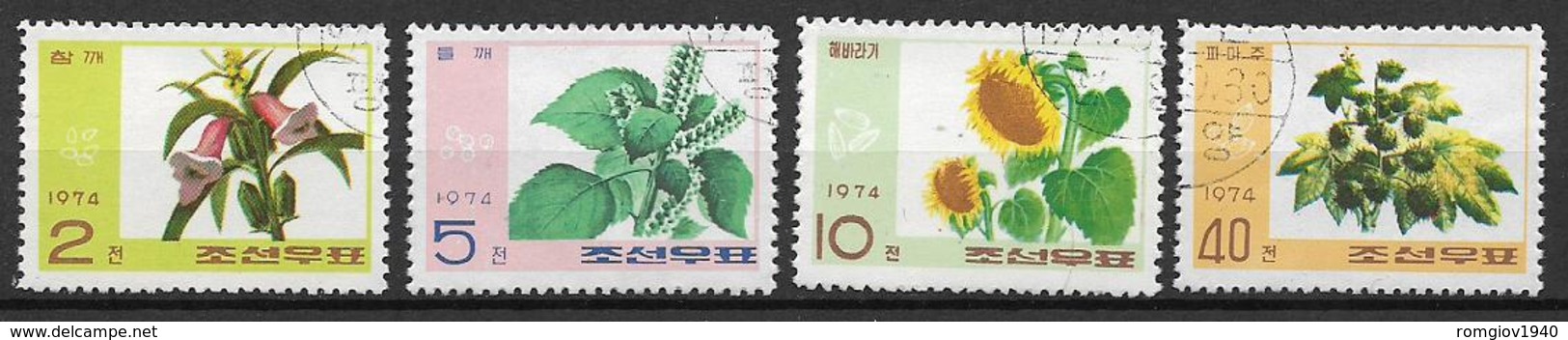 COREA DEL NORD 1975 PIANTE YVERT. 1294-1297 USATA VF - Korea, North