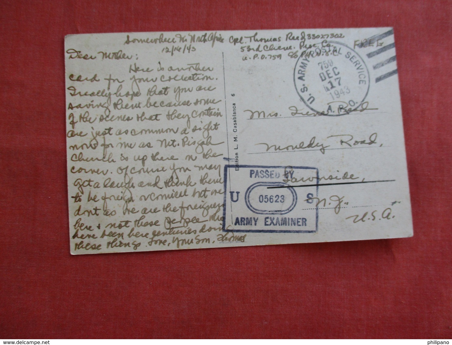 Jolie Marocaine Military Free Cancel Passed By Examiner     Ref 3117 - Afrique