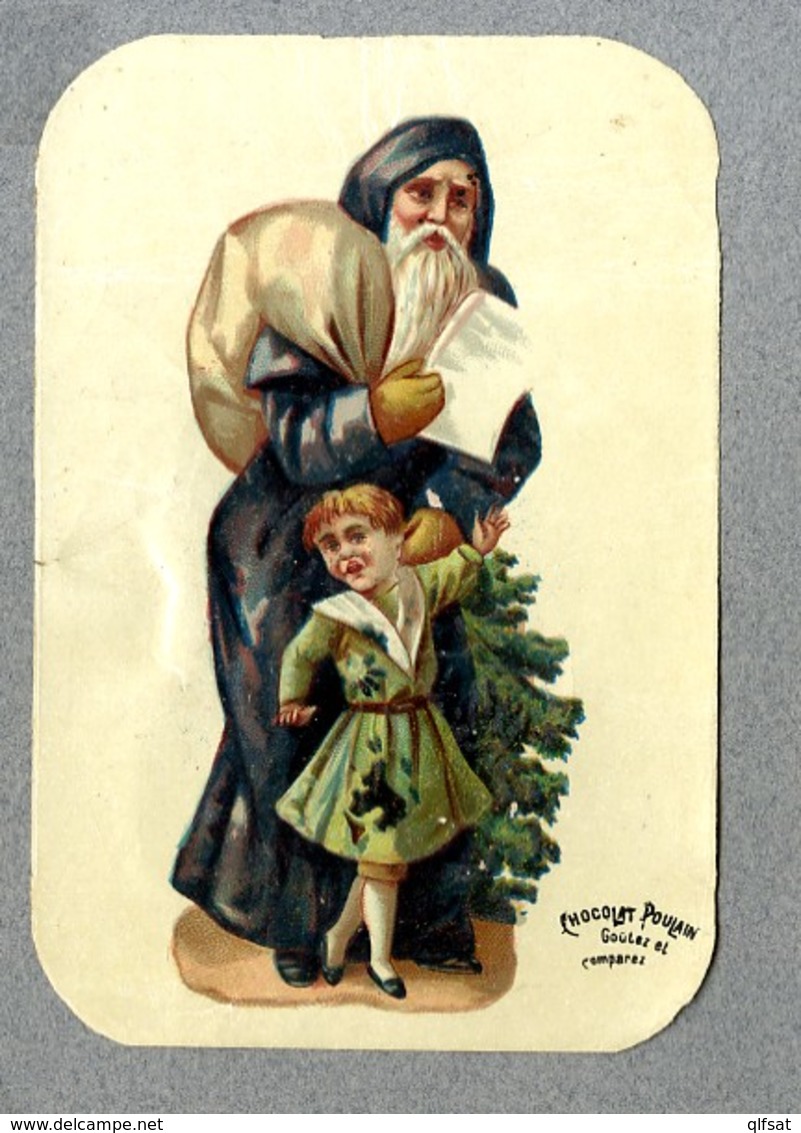 Chromo Poulain Pere Noel Bleu Punition Blue Santa Claus Punishment Bogeyman Pere Fouettard Victorian Trade Card - Motiv 'Weihnachten'