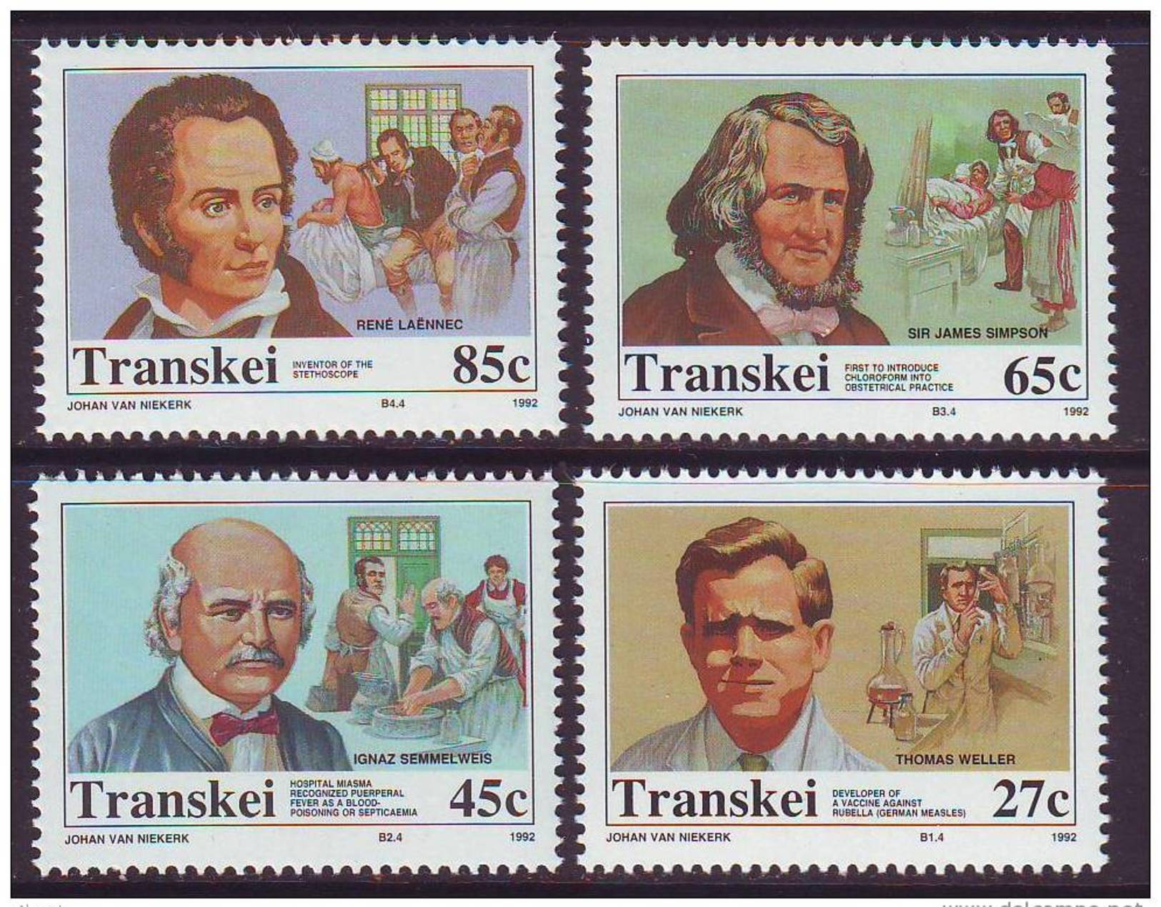 D101225 Transkei 1992 South Africa MEDICAL DISCOVERIES Doctors Stethescope  Measles MNH Set - Afrique Du Sud Afrika RSA - Transkei