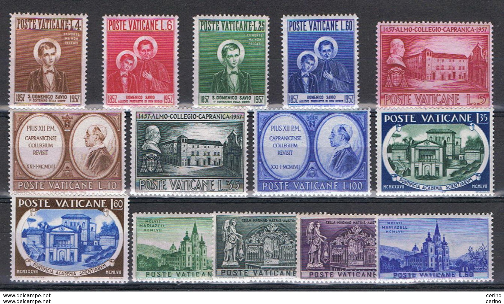 VATICANO:  1957  ANNATA  CPL. -  14  VAL. N. -  SASS. 219/32 - Annate Complete