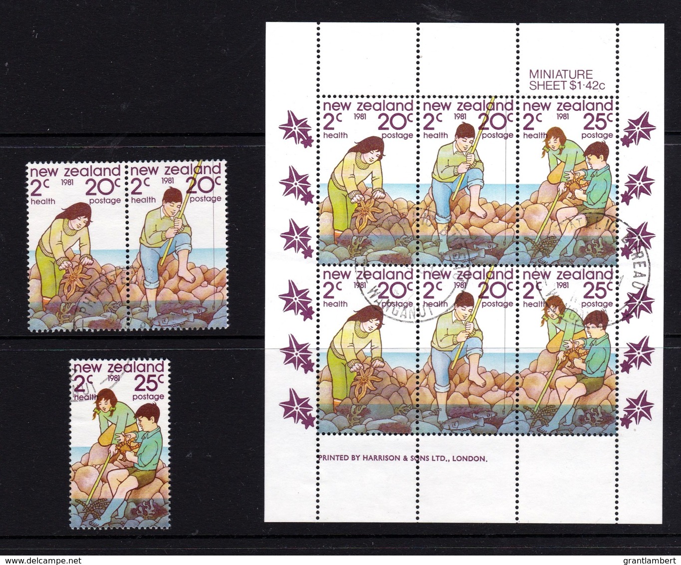 New Zealand 1981 Health - Playing By The Sea Set Of 3 + Minisheet Used - Used Stamps