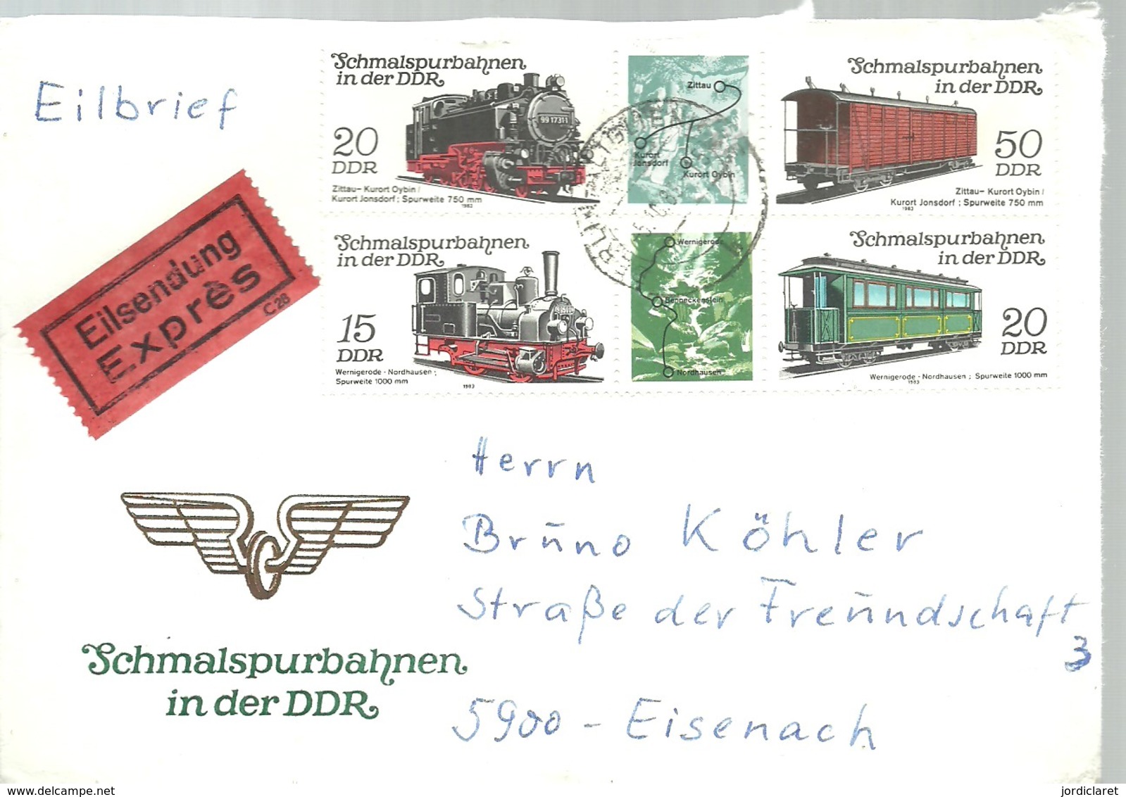 LETTER EXPRES DDR - Trains