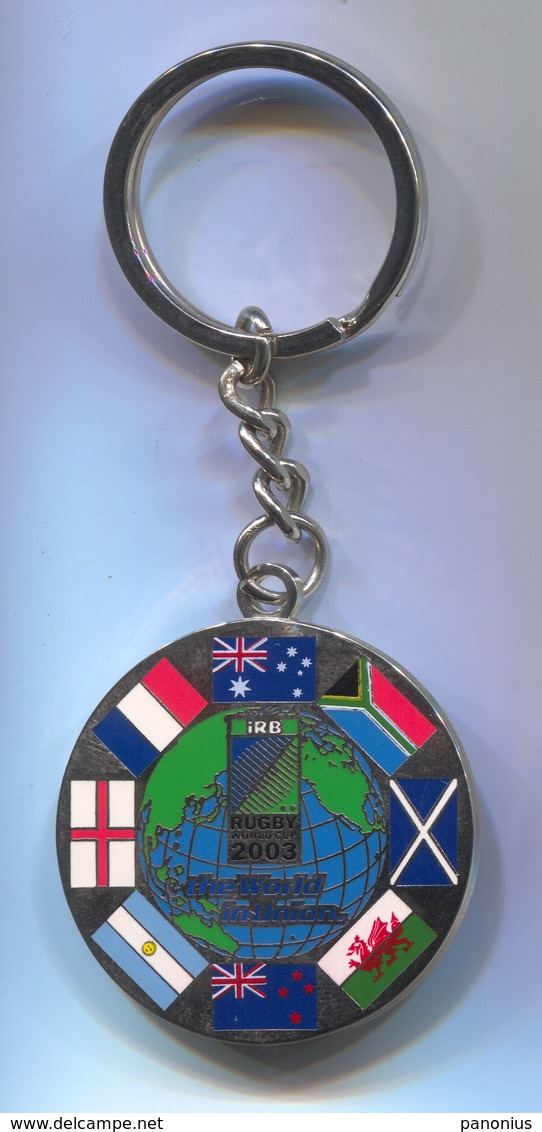 RUGBY - 2003 WORLD CUP AUSTRALIA OFFICIAL KEYCHAIN KEYRING, Enamel, D 40 Mm - Rugby