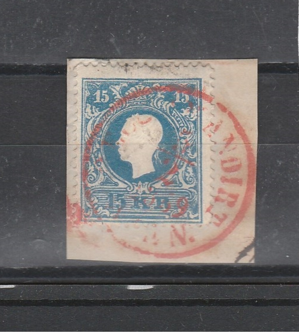 Mi. Nr. 15 I Briefstück, Roter Reko-Stempel WIEN - Gebraucht