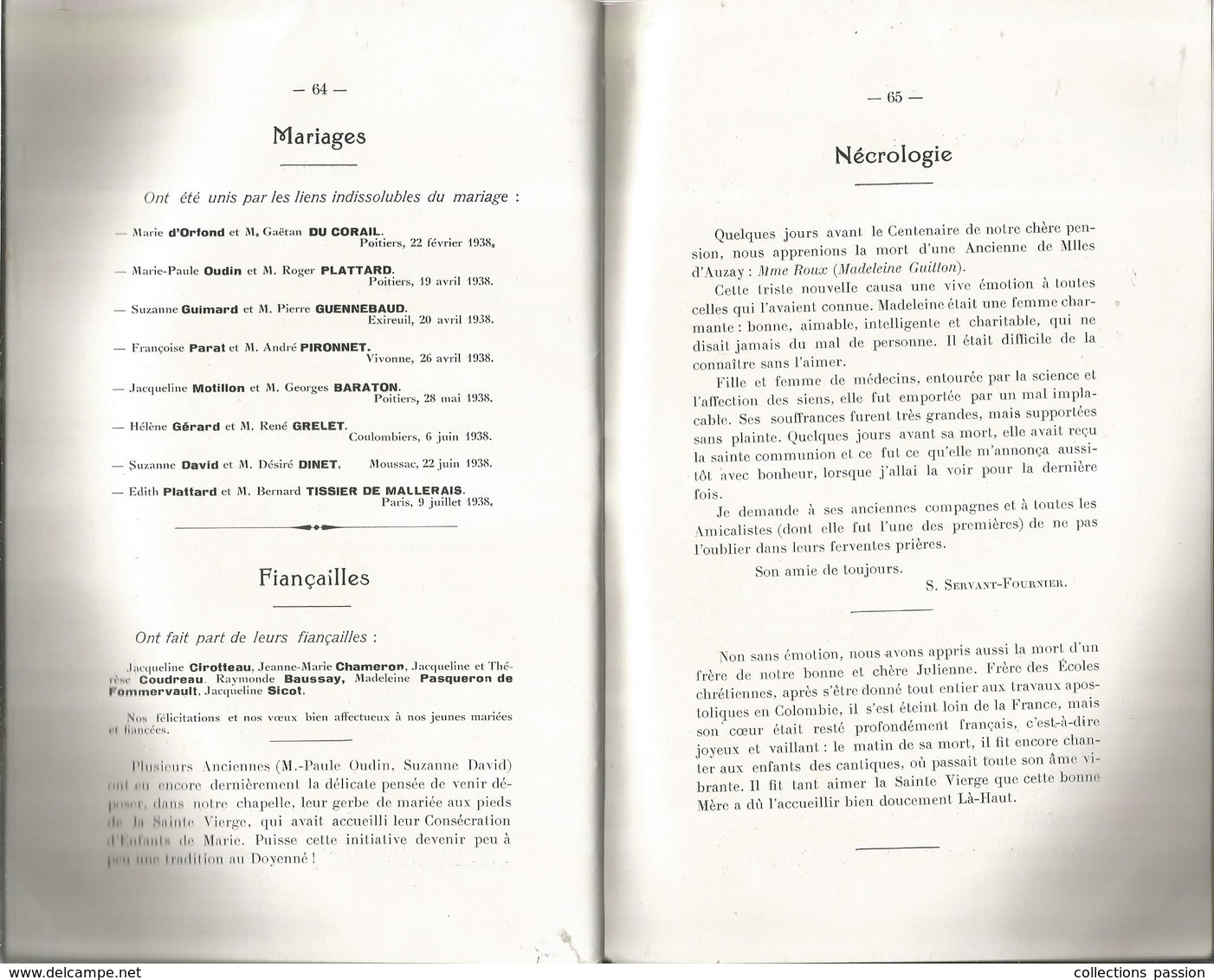 Régionalisme,Poitou-Charente,ECHO DU DOYENNE ST HILAIRE , Poitiers,1938, 67 Pages , 5 Scans, Frais Fr 4.85 E - Poitou-Charentes