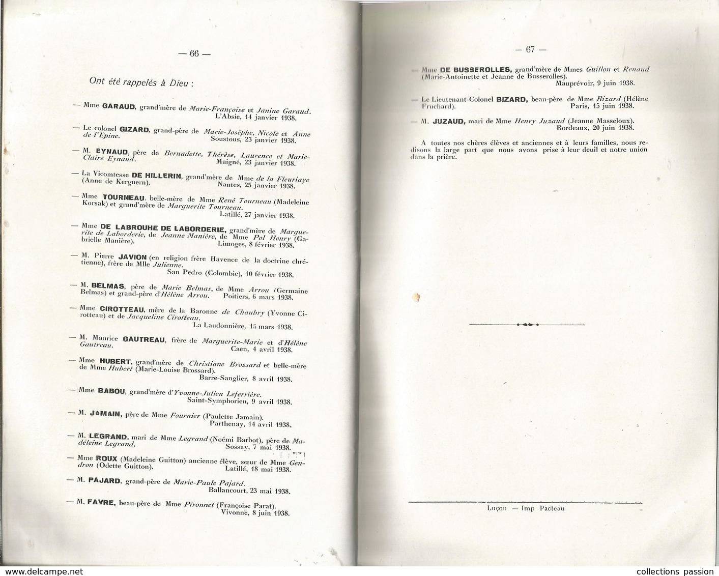 Régionalisme,Poitou-Charente,ECHO DU DOYENNE ST HILAIRE , Poitiers,1938, 67 Pages , 5 Scans, Frais Fr 4.85 E - Poitou-Charentes