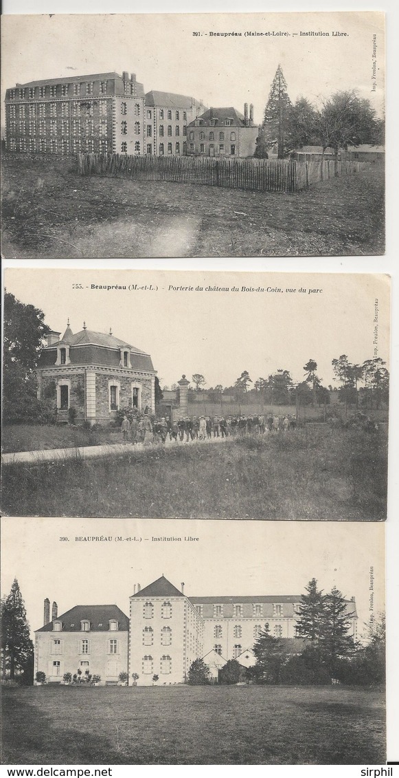 Lot De 3 Cartes Postale Ancienne De Beaupréau L'institution Libre Et Chateau - Autres & Non Classés