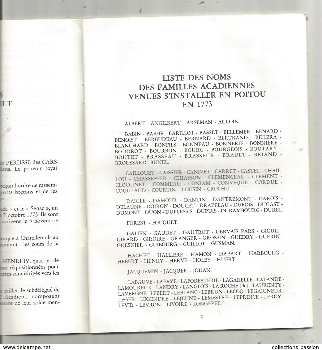 Régionalisme ,Poitou Charente , Vienne, Le Pays Chatelleraudais Et Les Acadiens,1988, 32 Page, 6 Scans , Frais Fr 3.55 E - Poitou-Charentes