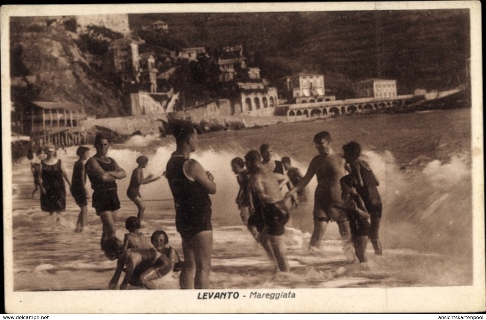 Cp Levanto Liguria, Mareggiata, Badegäste Am Strand, Brandung - Altri & Non Classificati