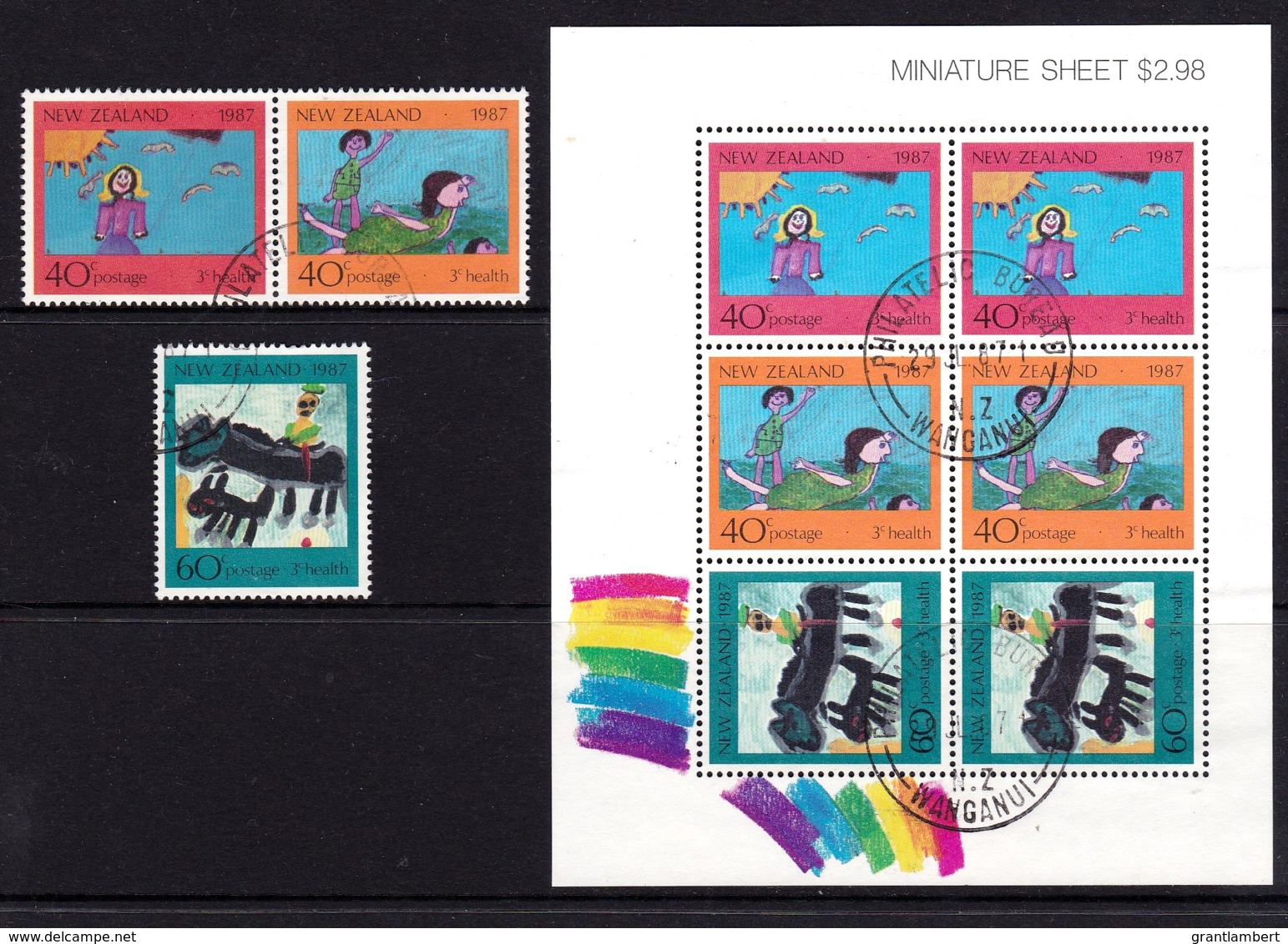 New Zealand 1987 Health - Children's Art Set Of 3 + Minisheet Used - Used Stamps