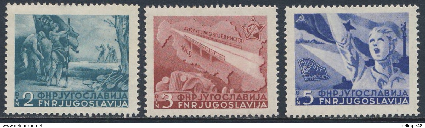 Jugoslavija Yugoslavia 1950 Mi 598 /0 YT 527 /9 SG 634 /6 ** Bau Autobahn Belgrad-Zagreb / Beograd-Zagreb Highway - Andere (Aarde)