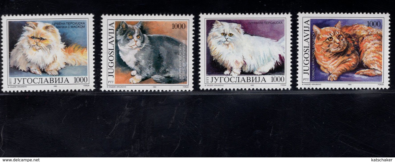 693920719 YUGOSLAVIA POSTFRIS MINT NEVER HINGED POSTFRISCH EINWANDFREI SCOTT 2163 2166 DOMESTIC CATS - Zambie (1965-...)