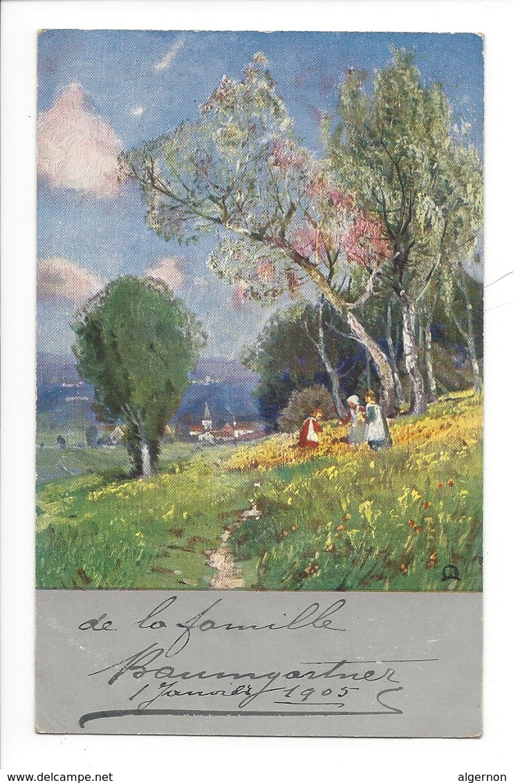 21251 - Belle Carte Paysage Et Arbre En Fleurs Jeunes Filles Dans Le Champ Cachet La Praz 1905 - Femmes