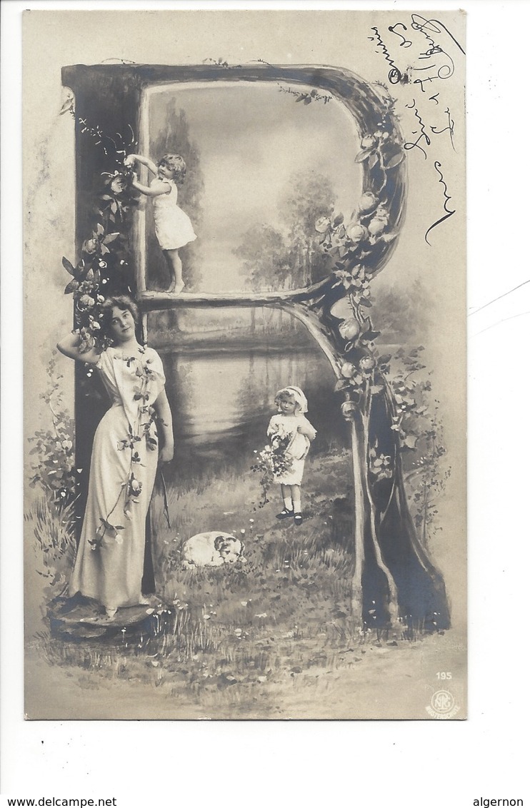 21254 - Femme Et Enfants  Carte Avec Lettre R Vers 1905 - Femmes