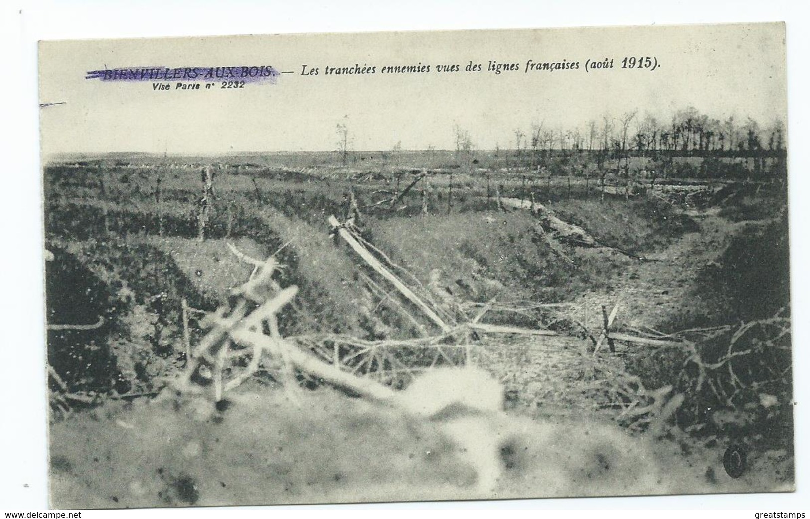 Bienvillers Aux Bois Enemy Trenches  1915 Ww1  Censored Not Used - Otros & Sin Clasificación