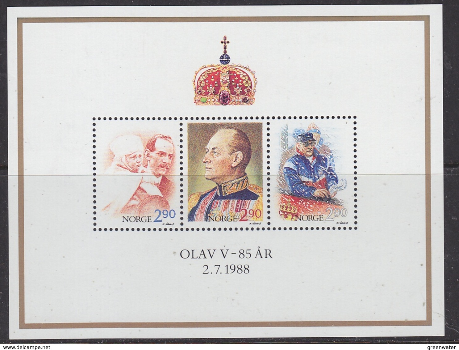 Norway 1988 Birthday King Olav (85Y) M/s ** Mnh (41605A) - Blokken & Velletjes