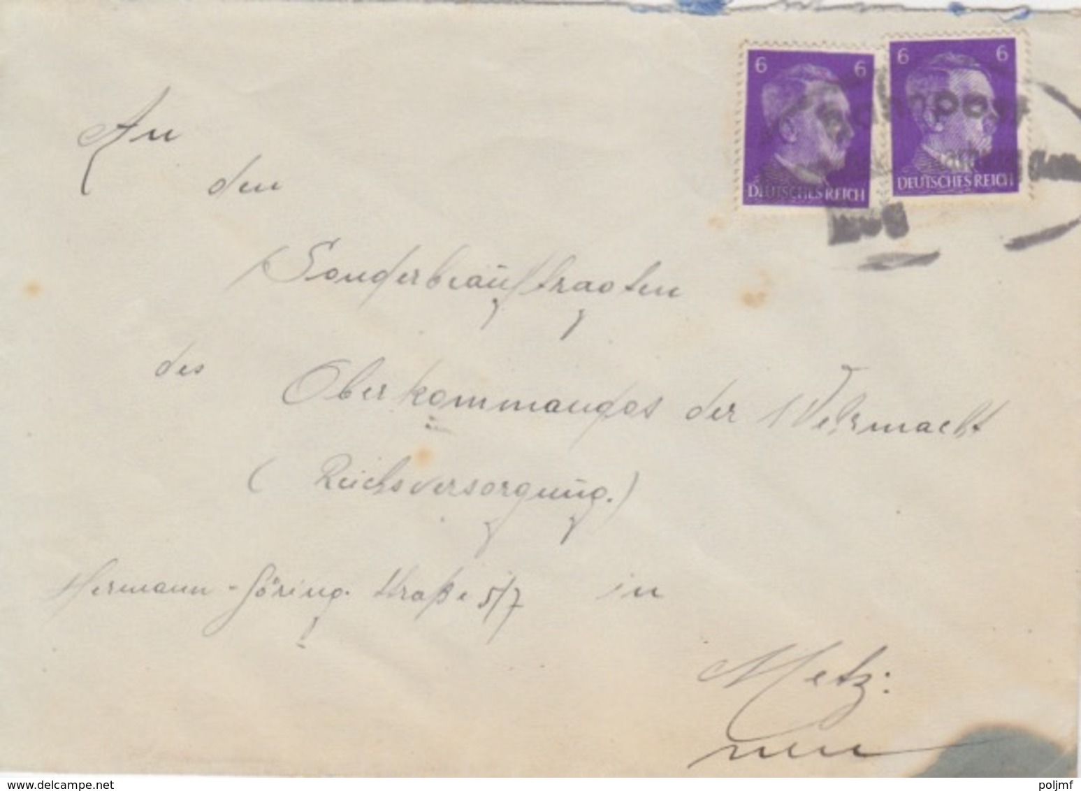 Lettre Obl. Ambulant (T356 Strassburg-Saarburg Zug -) Sur TP Reich 6pfx2  Pour Metz (mal Frappé) - Autres & Non Classés