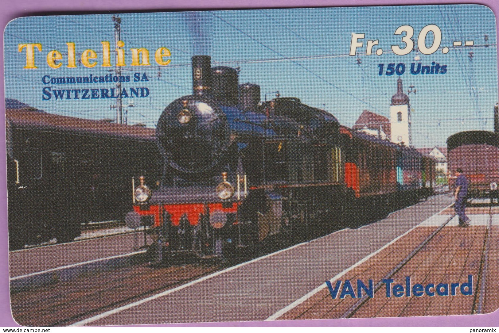 Télécarte Prépayée °° Suisse-Téléline-150 Units-Fr.30-1997-train Loco Vapeur- RV - Suisse