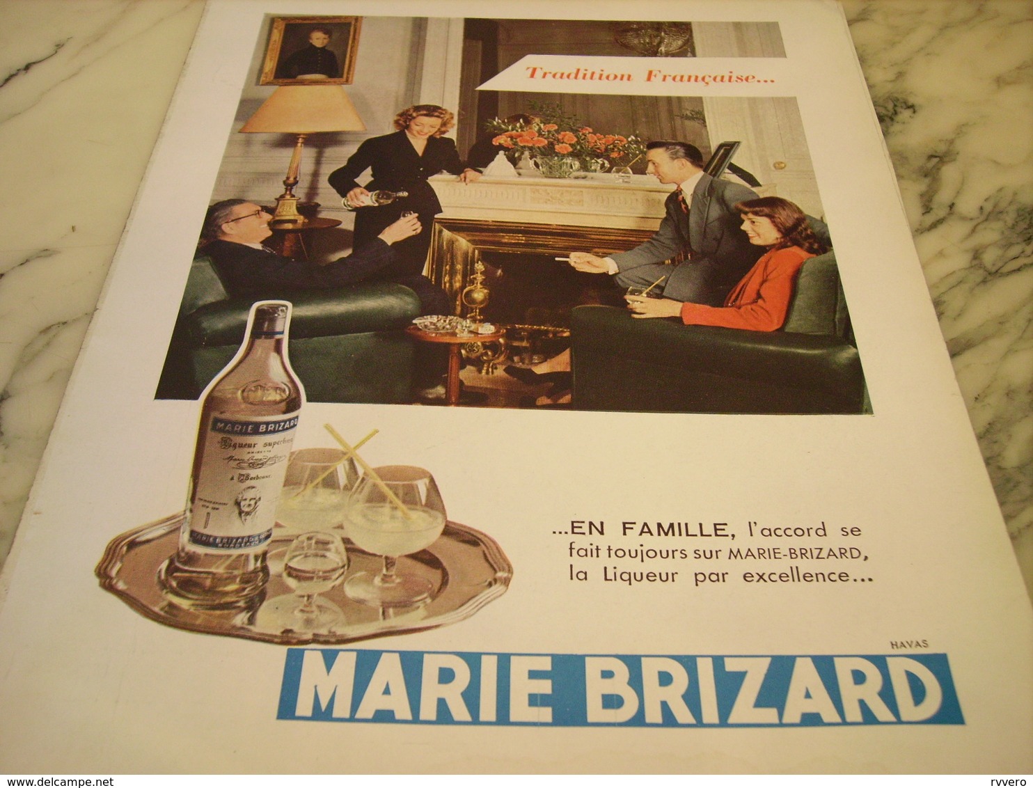 ANCIENNE PUBLICITE TRADITION FRANCAISE  MARIE BRIZARD A L EAU  1951 - Alcools