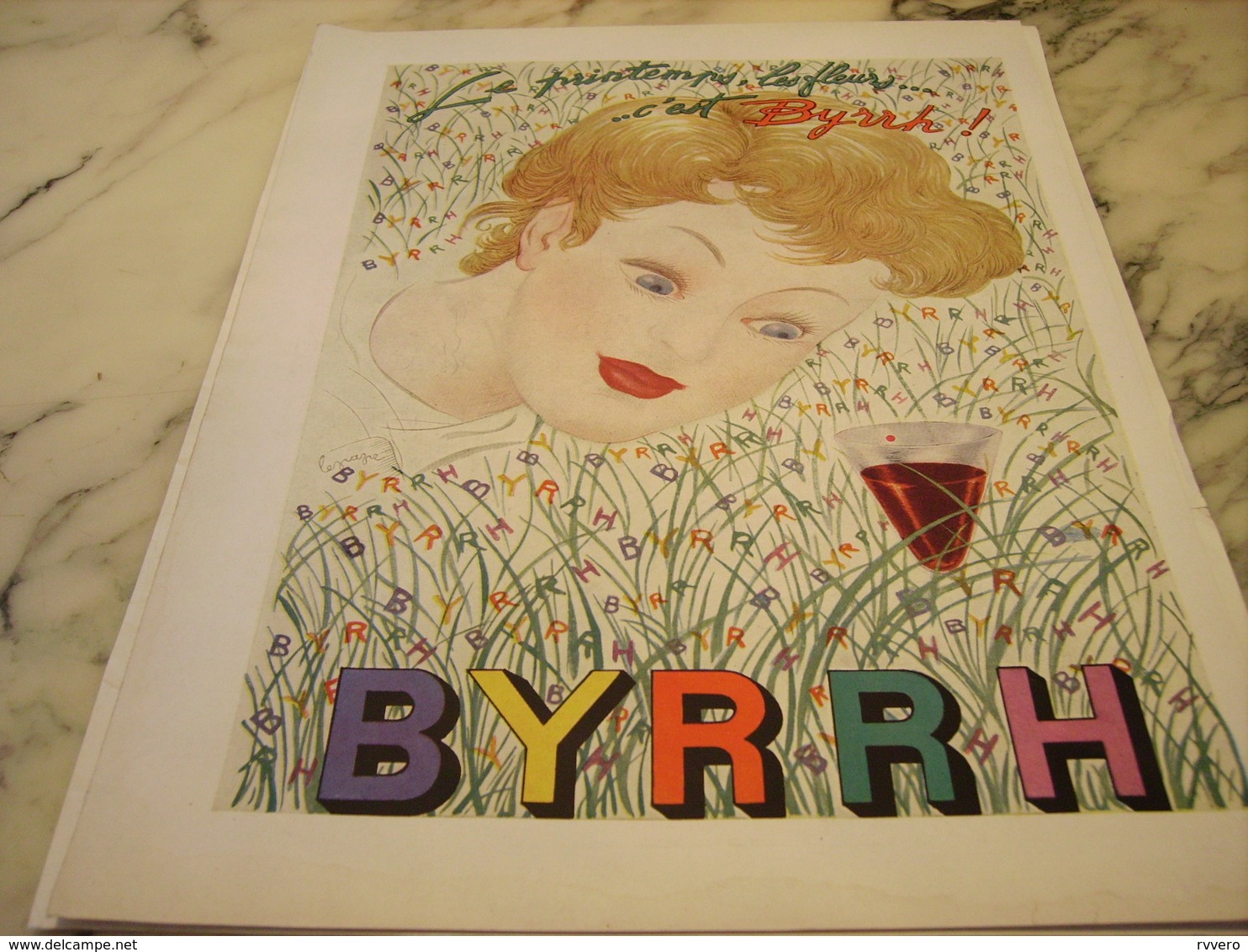 ANCIENNE PUBLICITE APERITIF LE PRINTEMP BYRRH  1952 - Alcools