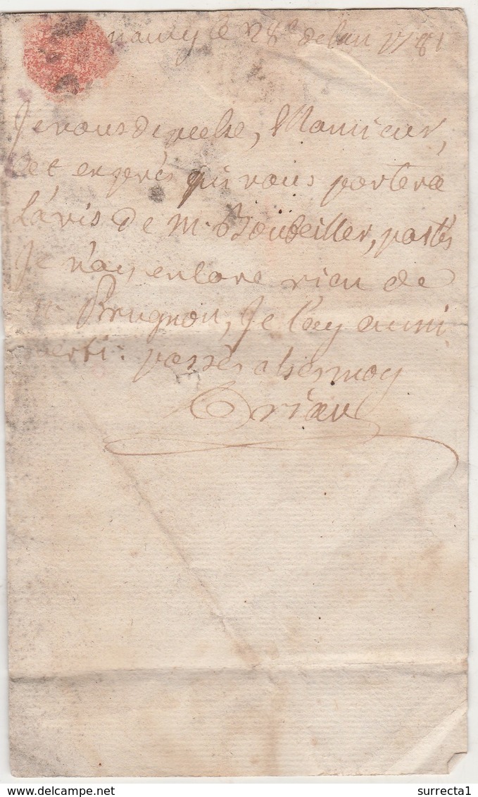 Lettre En Port Dû 1781 / 3 Livres 12 Sols à Payer / De Nancy Pour Mr Paulus Officier Cavalerie à Moyenvic Moselle - 1701-1800: Precursors XVIII