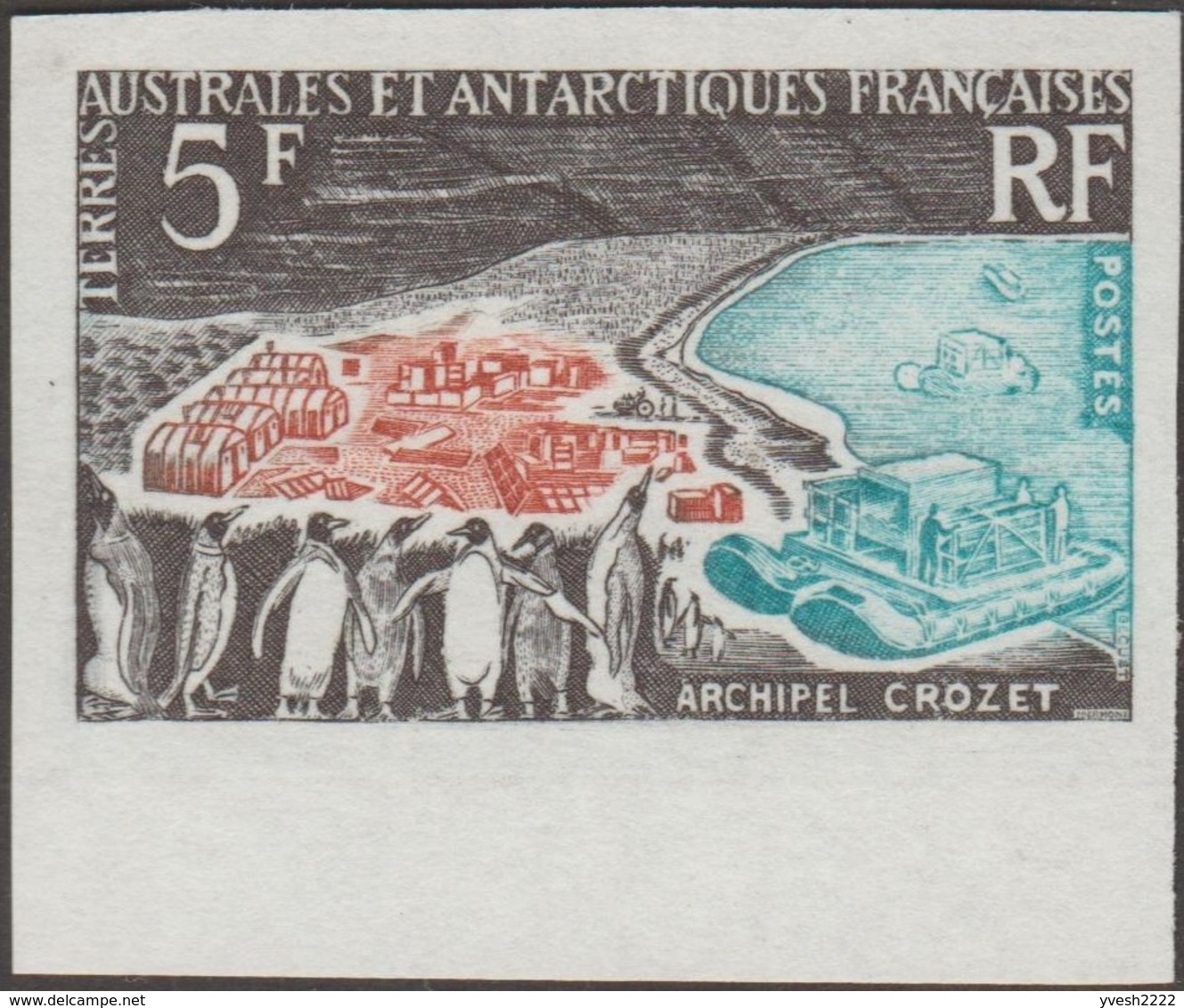 TAAF 1963 Y&T 20 Michel 28. Essai De Couleurs. Archipel Crozet : Pingouins, Station Géophysique, Aéroglisseur - Ongetande, Proeven & Plaatfouten