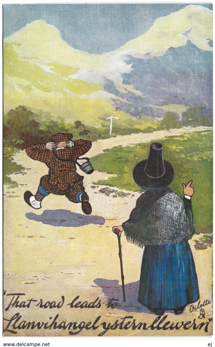 Welsh Rarebits - That Road Leads To Llanvihangelysternllewern C1912 Tuck's Oilette - Humour