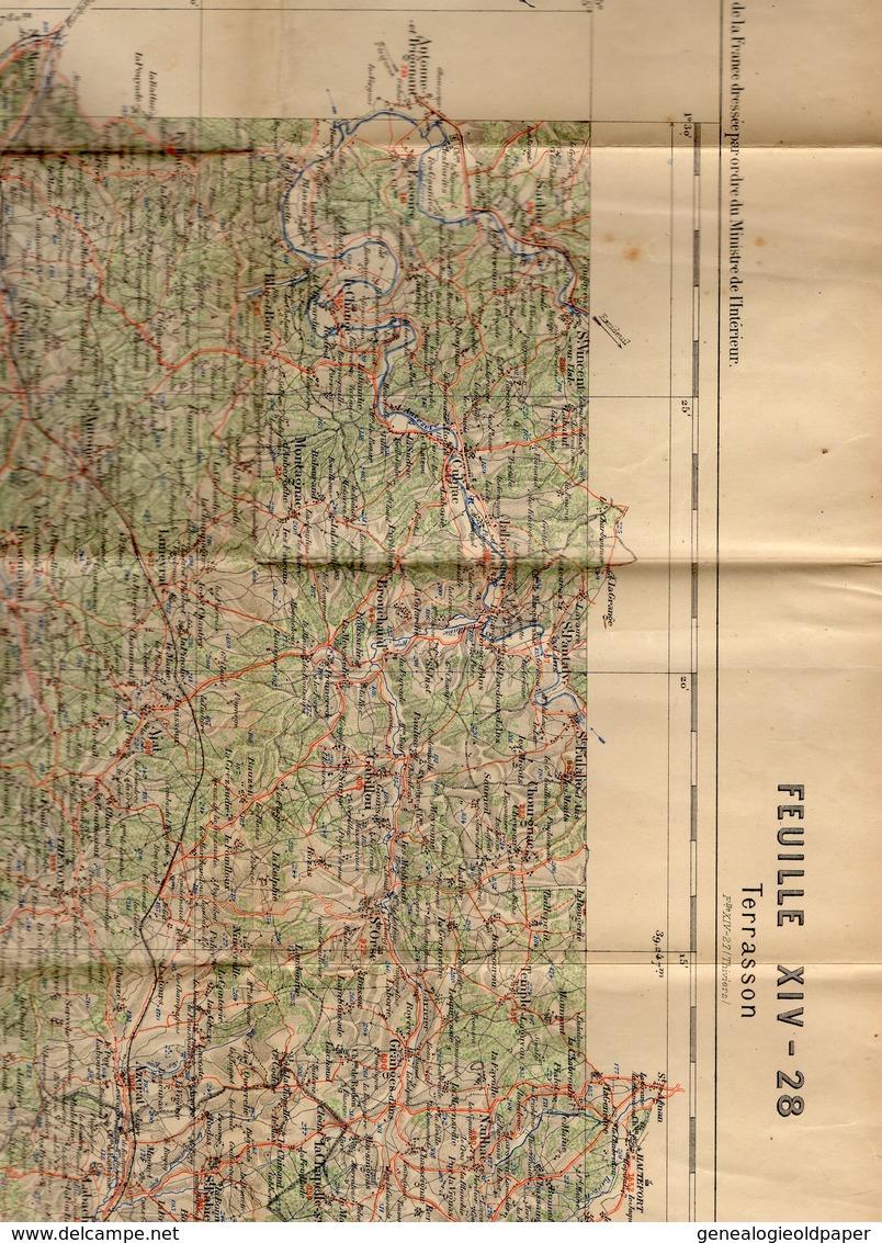 24- TERRASSON- RARE CARTE SERVICE VICINAL MINISTERE INTERIEUR 1901- SYSTEME BECHEREL - Topographical Maps