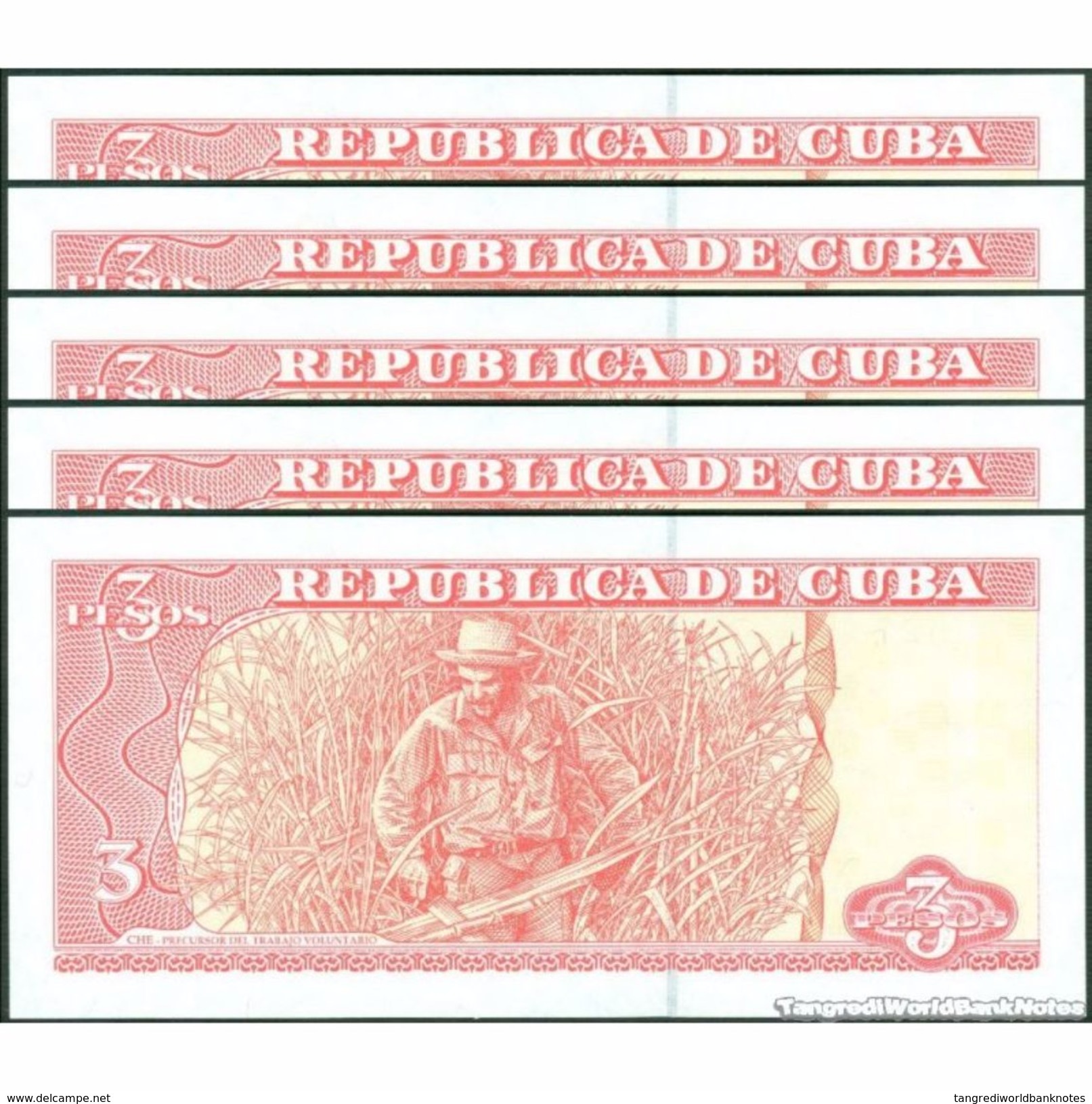 TWN - CUBA 127a - 3 Pesos 2004 DEALERS LOT X 5 - FA-34 UNC - Cuba