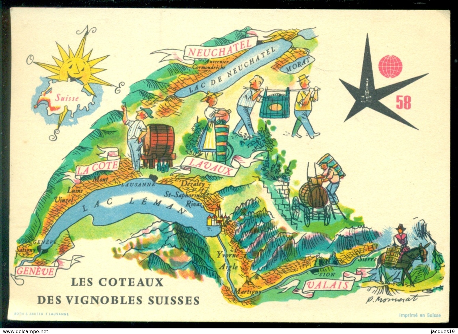België 1958 Zwitserse Ansichtkaart Met OPB 047 - Autres & Non Classés